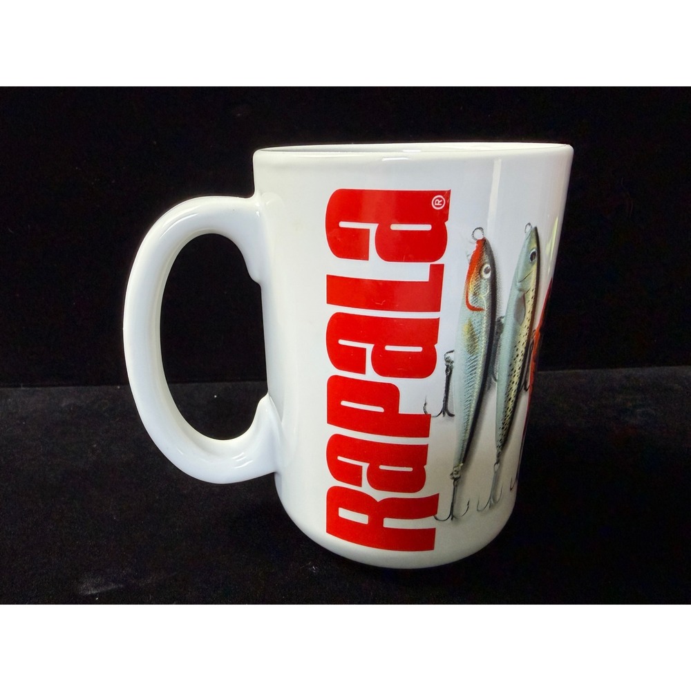 Rapala Fishing Lure Coffee Mug White Ceramic Tea Cup Fish Graphic Large Handle